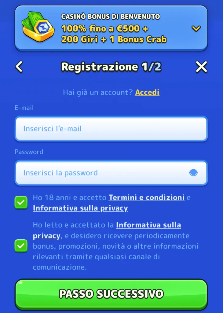 Registrazione e accesso all’account Pistolo Casino
